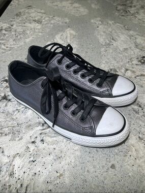 Leather Converse Chuck Taylor All Star Metallic Low Top Slate Gray Pewter EU37.5